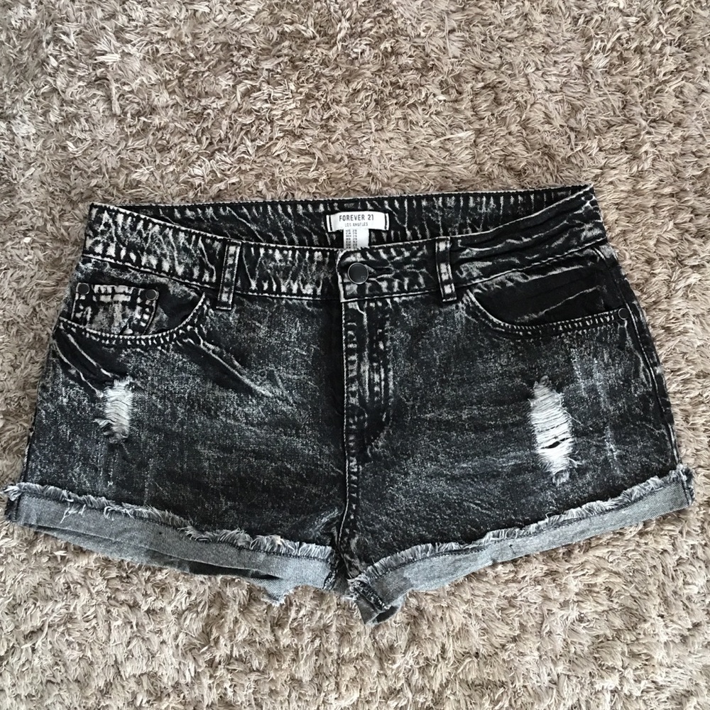Forever 21 Acid Wash Black Shorts